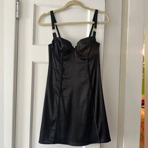 Victorias Secret Elegant Black Satin Slip Dress